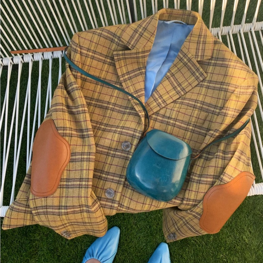 NWT ACNE STUDIOS Oversized appliquéd checked wool-blend blazer